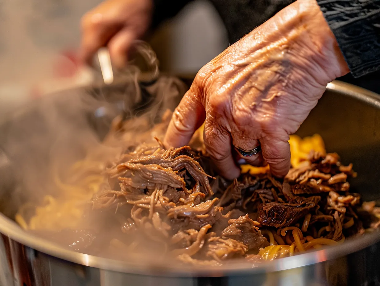 Preparing Mississippi Beef and Noodles
