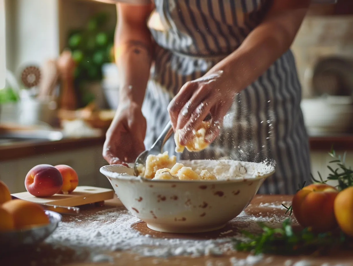 Preparing Nectarine Muffin Batter