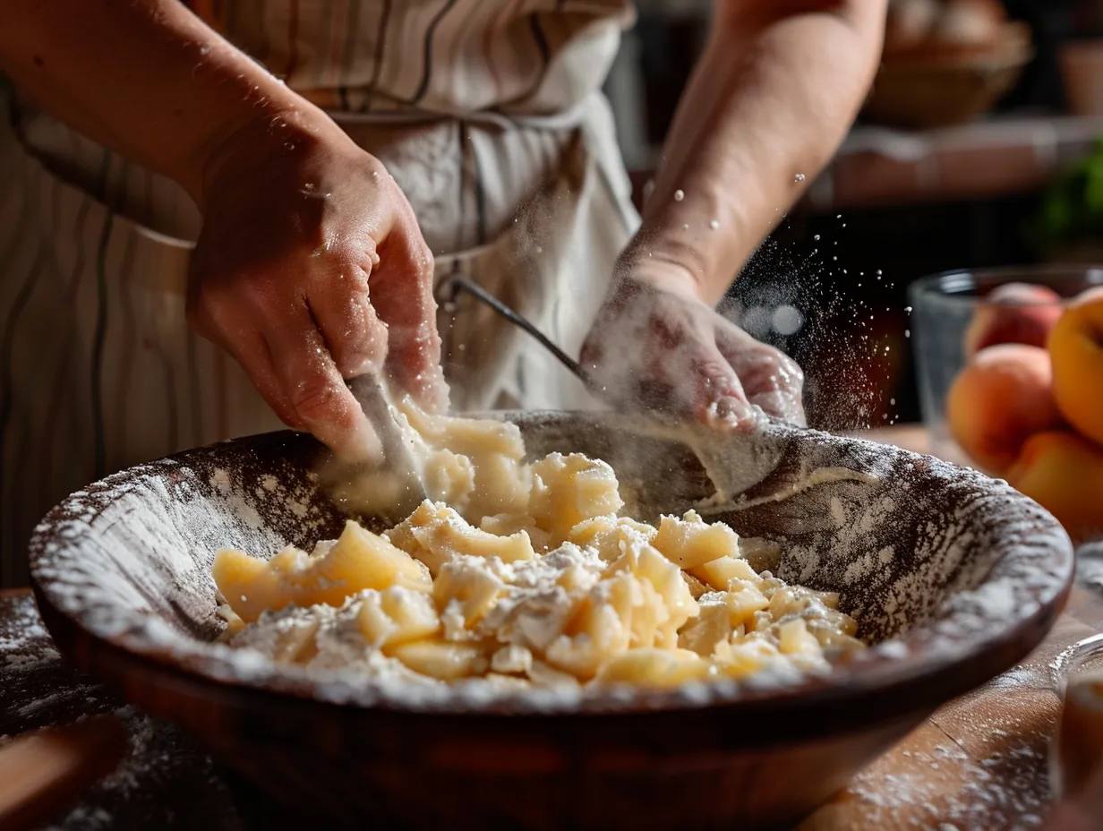 Preparing Peach Cobbler