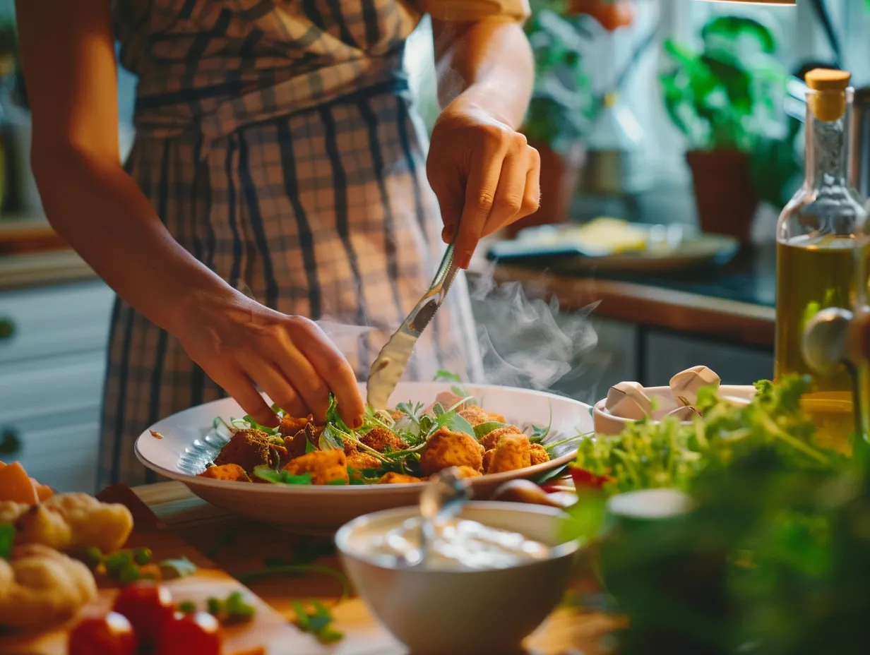 Preparing Spiced Chicken Strips in the Kitchen