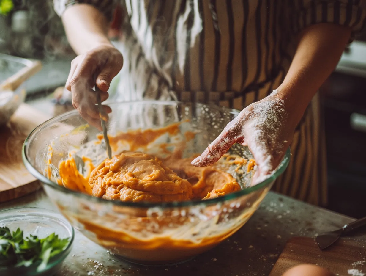 Preparing Sweet Potato Pancake Batter