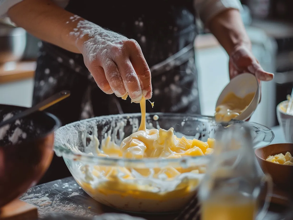 Preparing the Pineapple Condensed Milk Cake