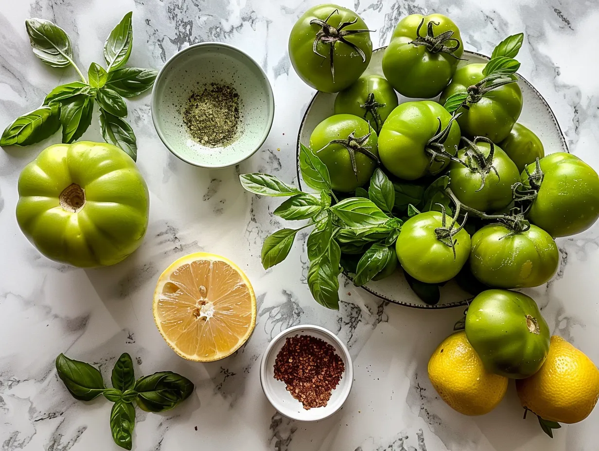 Raw Ingredients for Fried Green Tomatoes