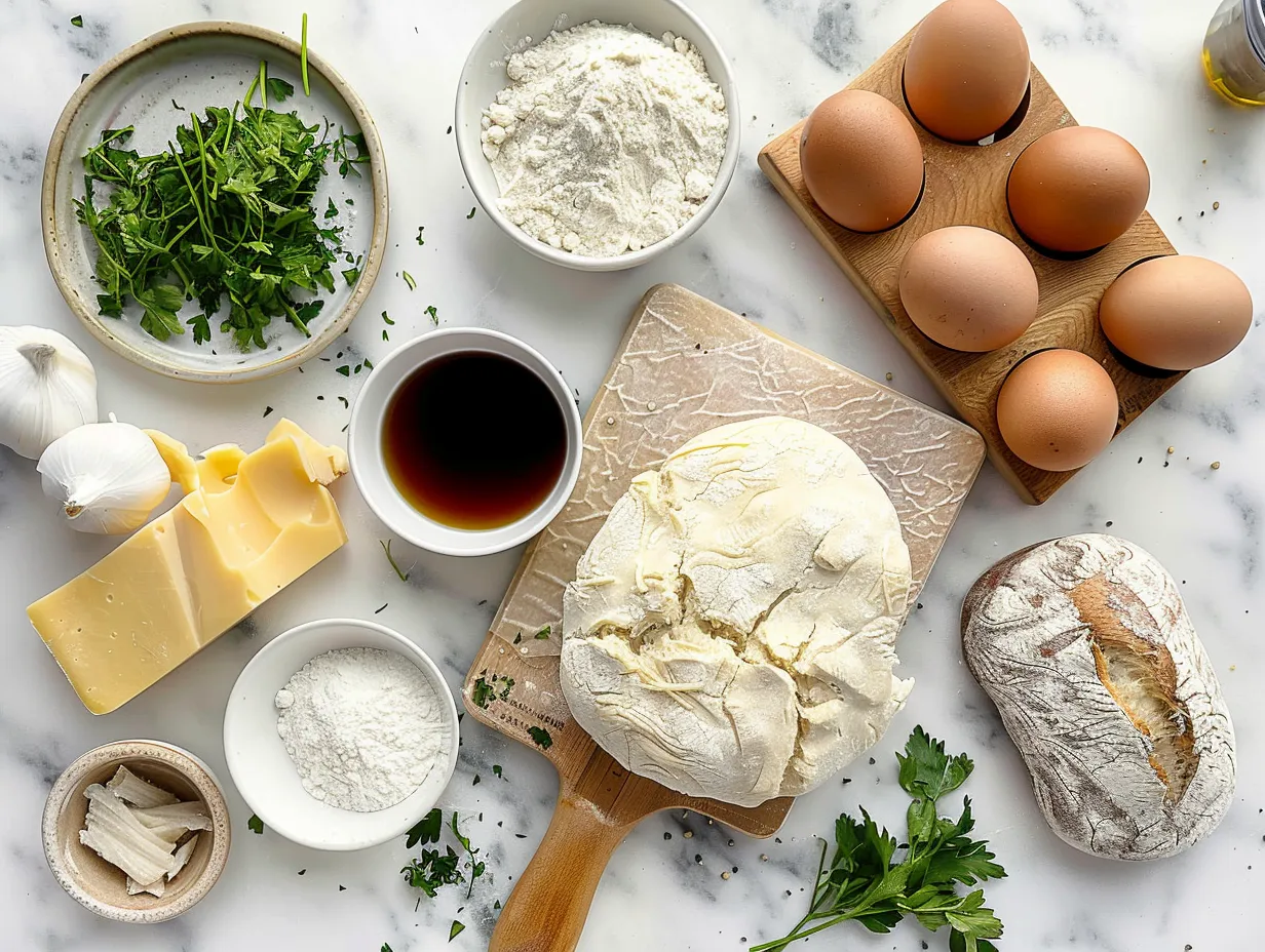 Raw ingredients for italian herb and cheese bread