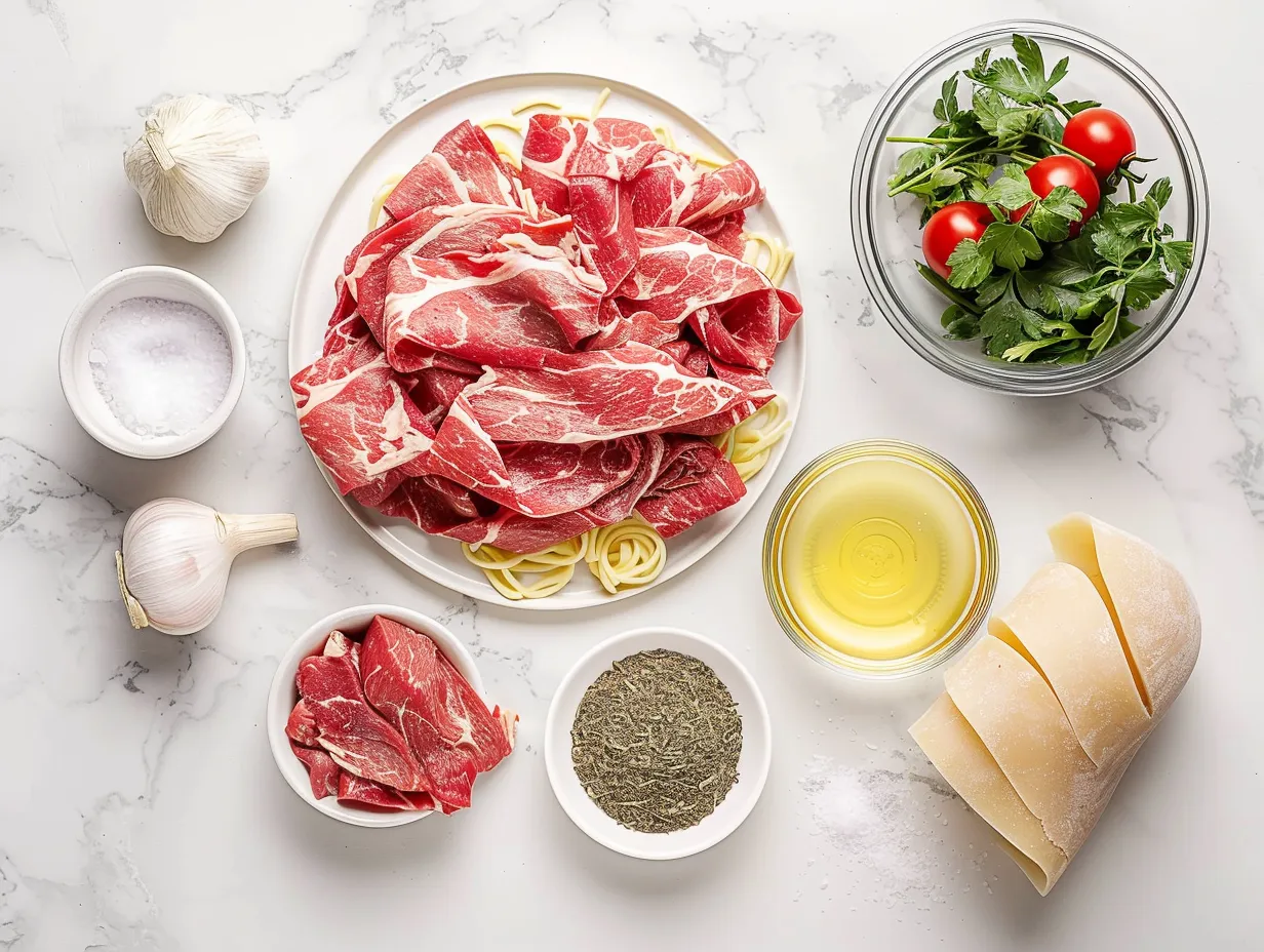 Raw Ingredients for Mississippi Beef and Noodles