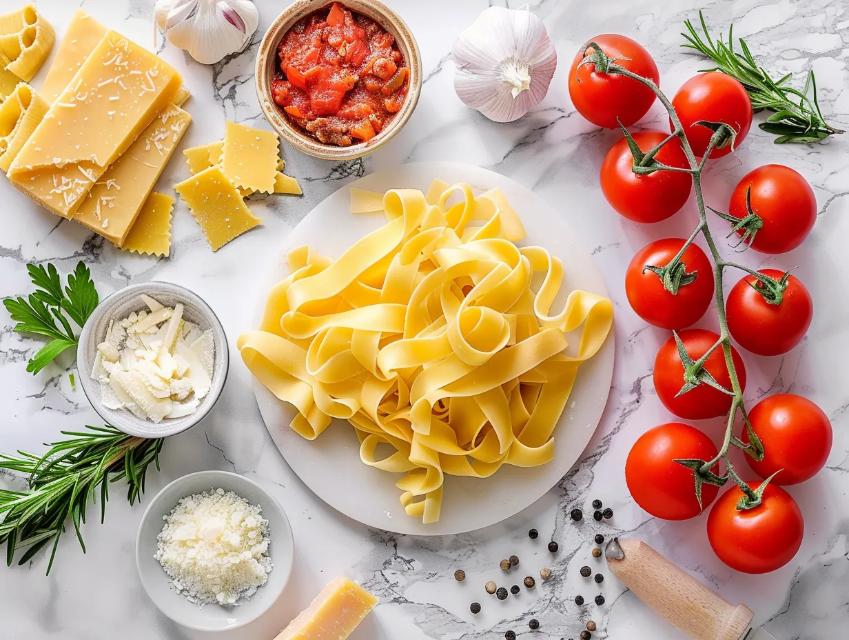 raw-ingredients-for-one-pot-beef-and-cheddar-ranch-pasta