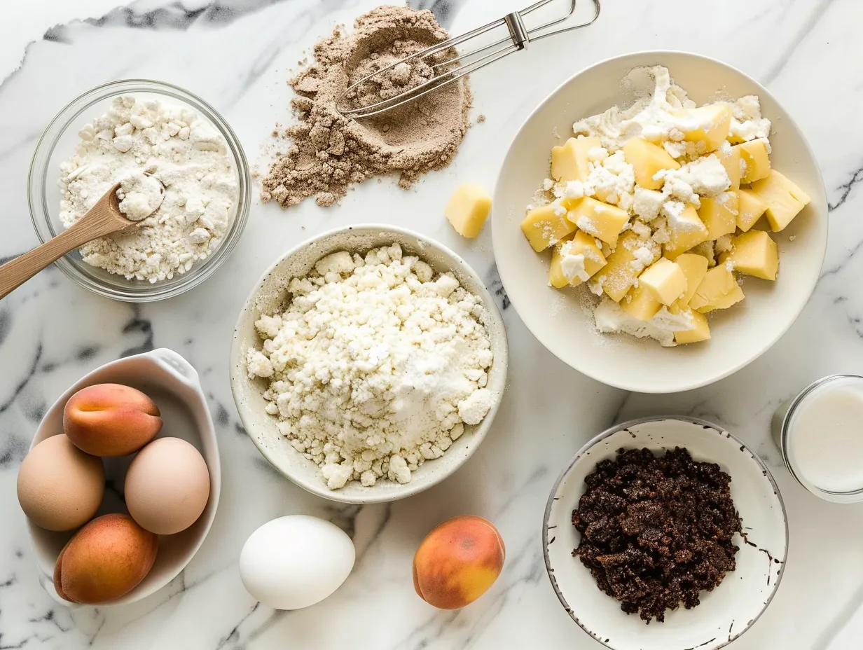 Raw Ingredients for Peach Crumb Cake