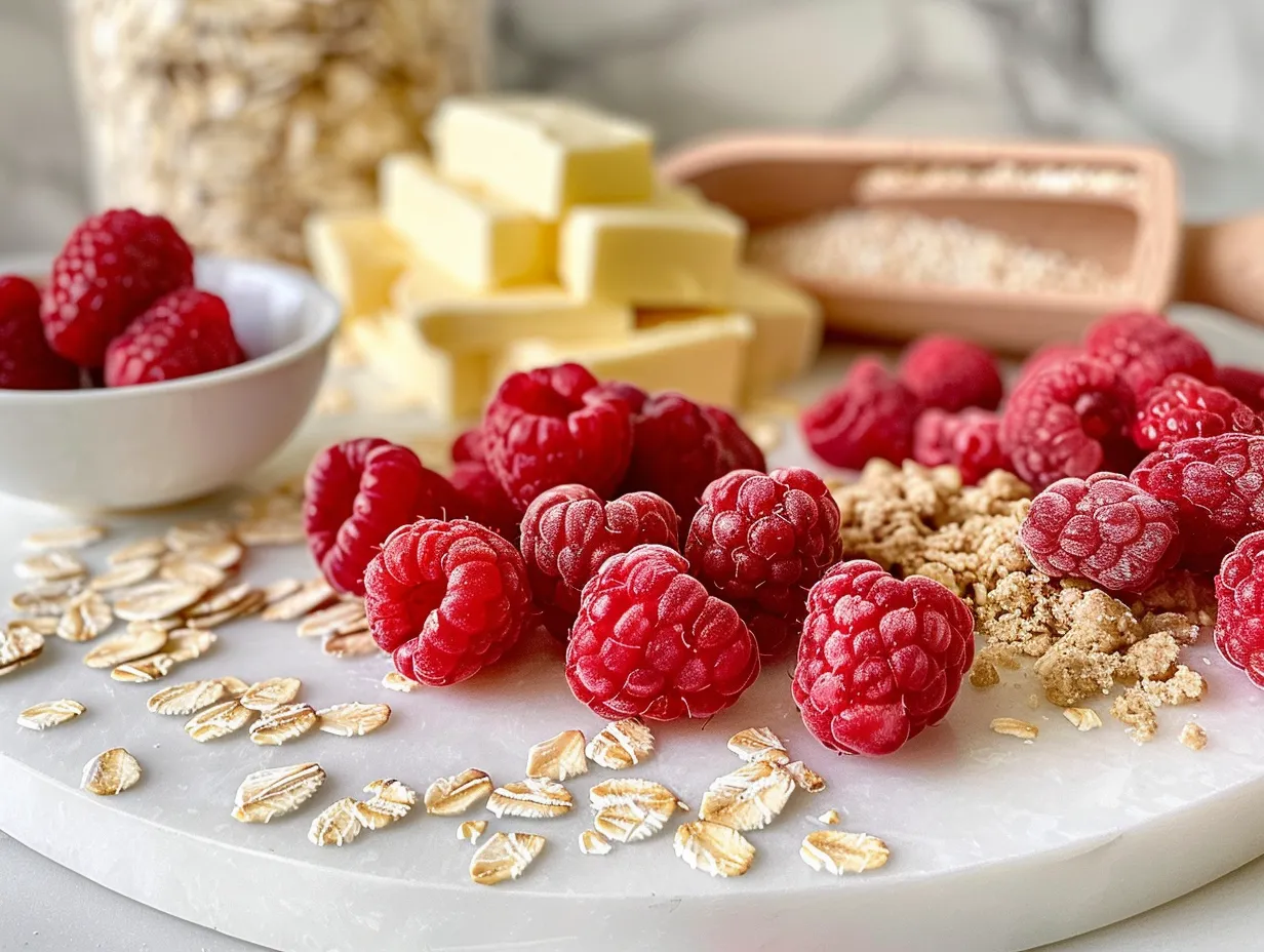 Raw Ingredients for Raspberry Crumble Bars