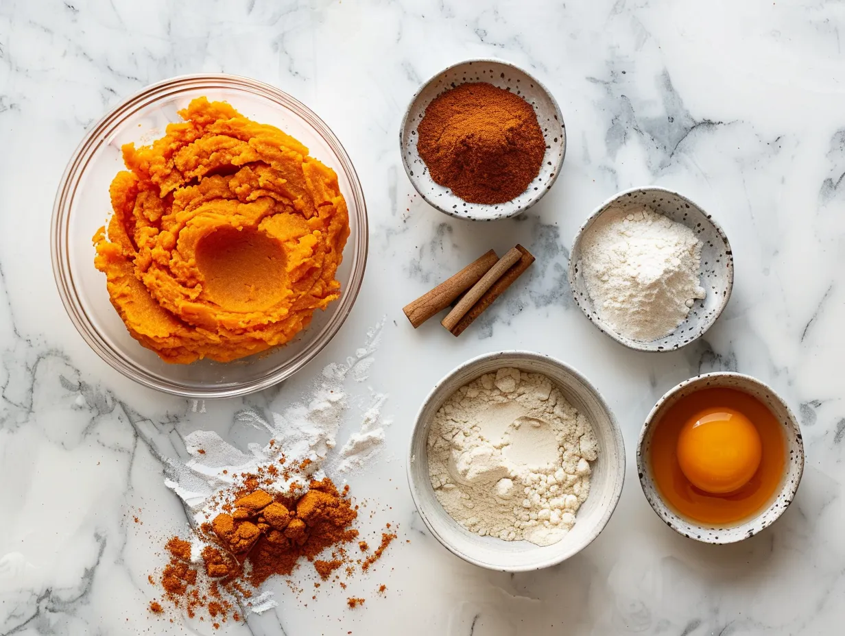 Ingredients for sweet potato pancakes