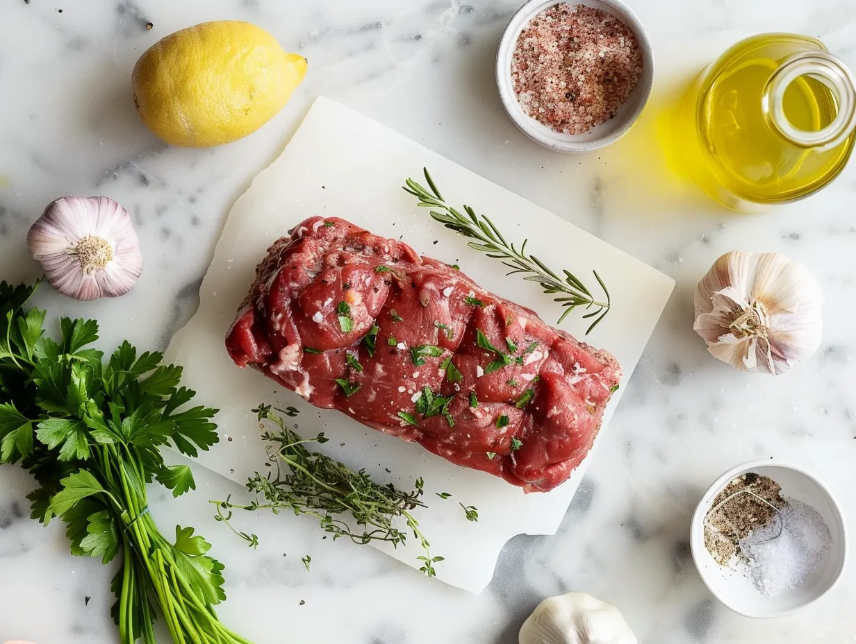 Raw meatloaf ingredients