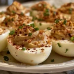 spicy chili garlic deviled eggs