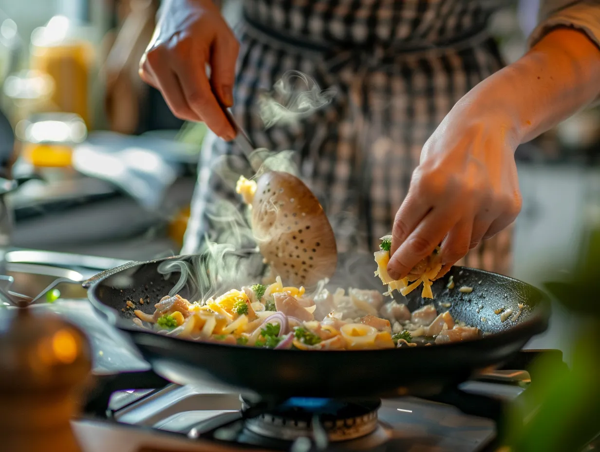 Step by step cheesy garlic chicken wrap preparation
