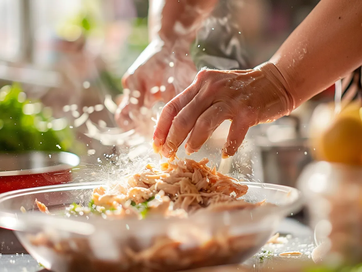 Step-by-step preparation of shredded chicken