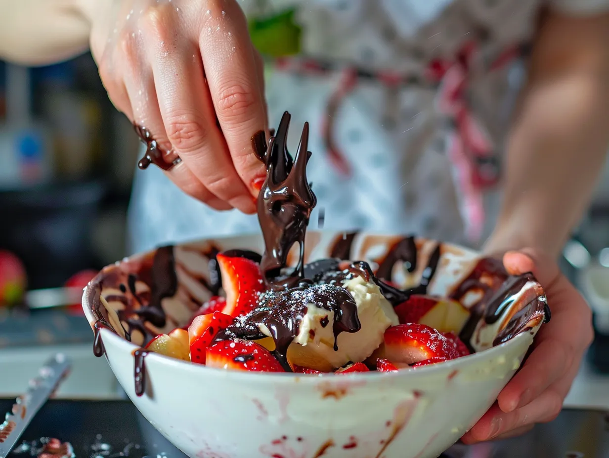 Step by step preparation of strawberry cheesecake apples