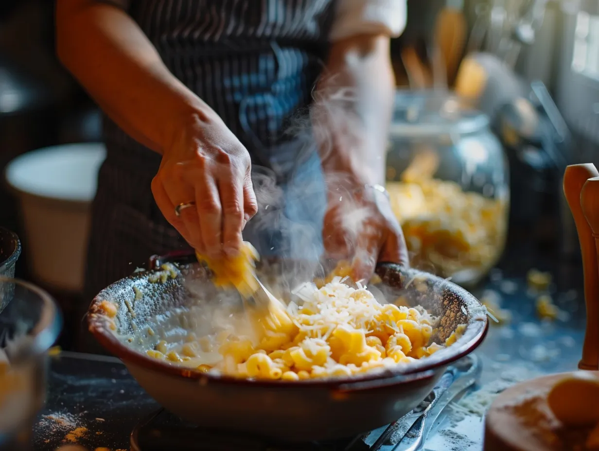 steps to make southern baked mac and cheese