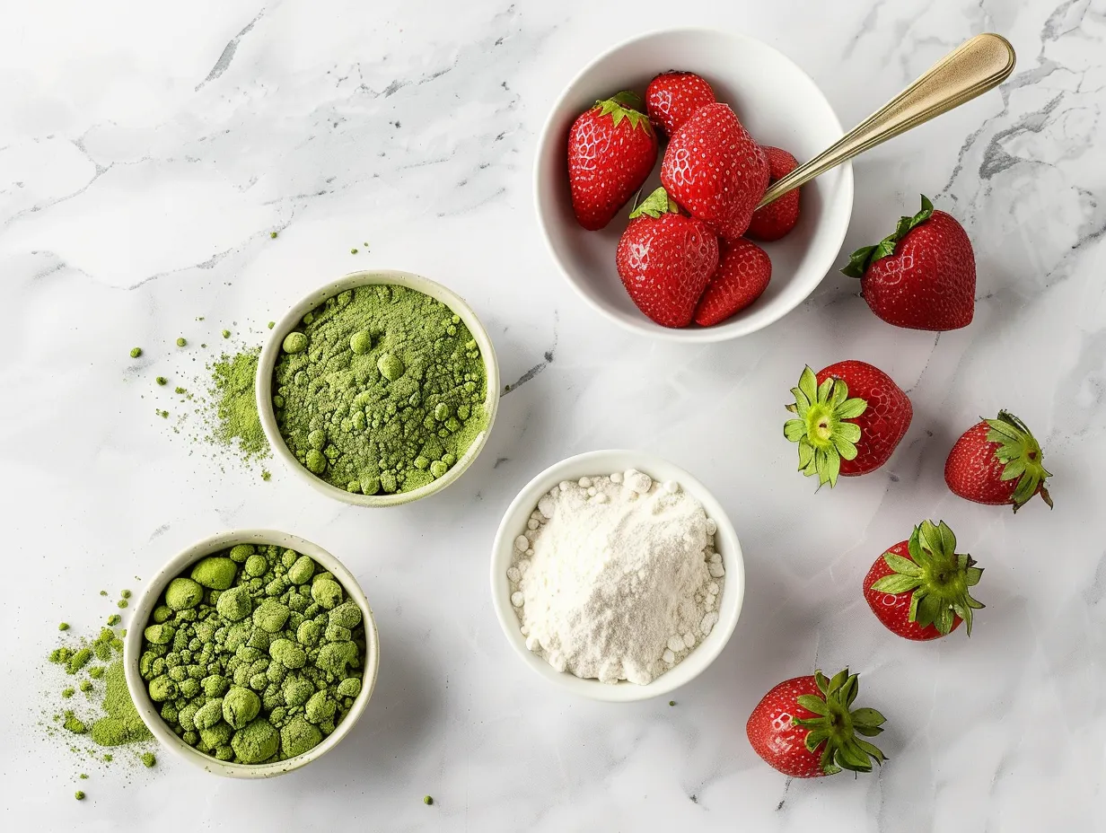 Strawberry Matcha Sago Ingredients