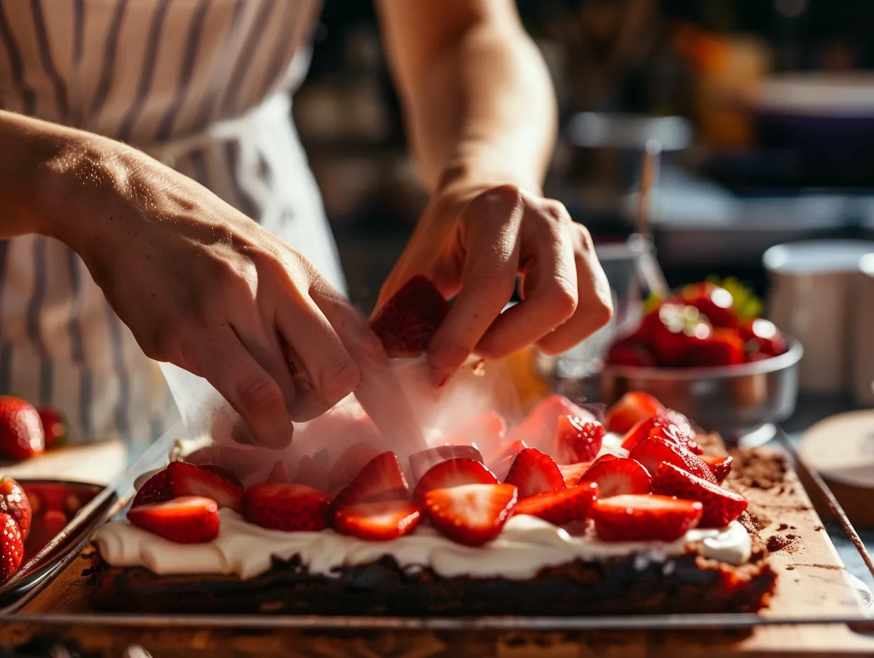 Strawberry Shortcake Brownies Preparation