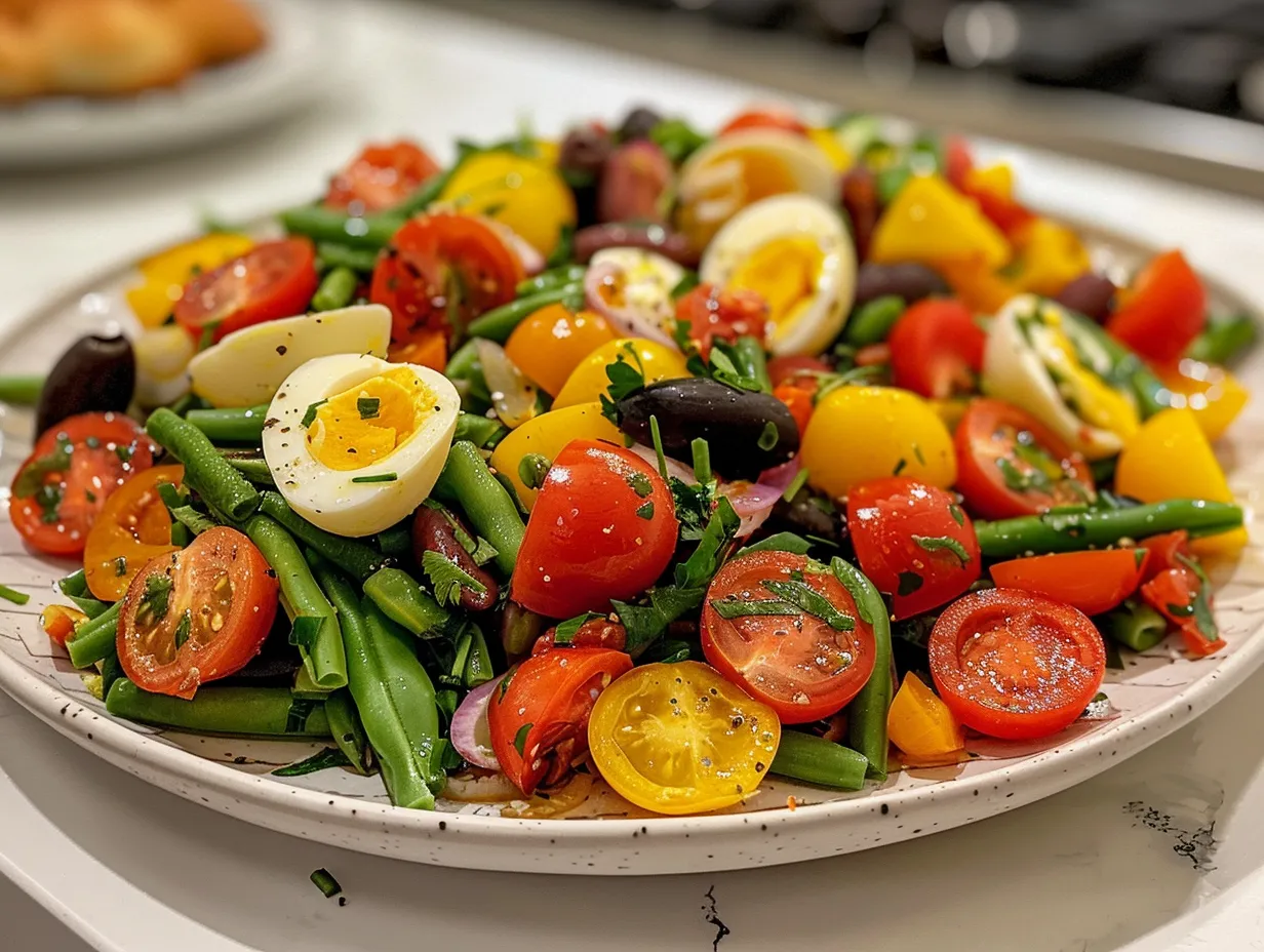 Veggie Nicoise Salad on a Sunny Table