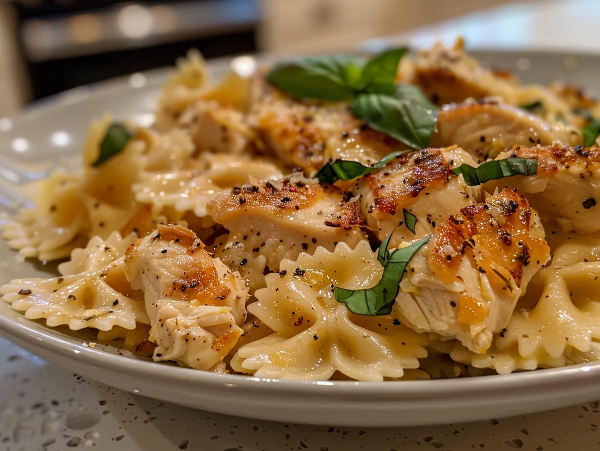 Creamy Lemon Garlic Chicken Bowtie Pasta