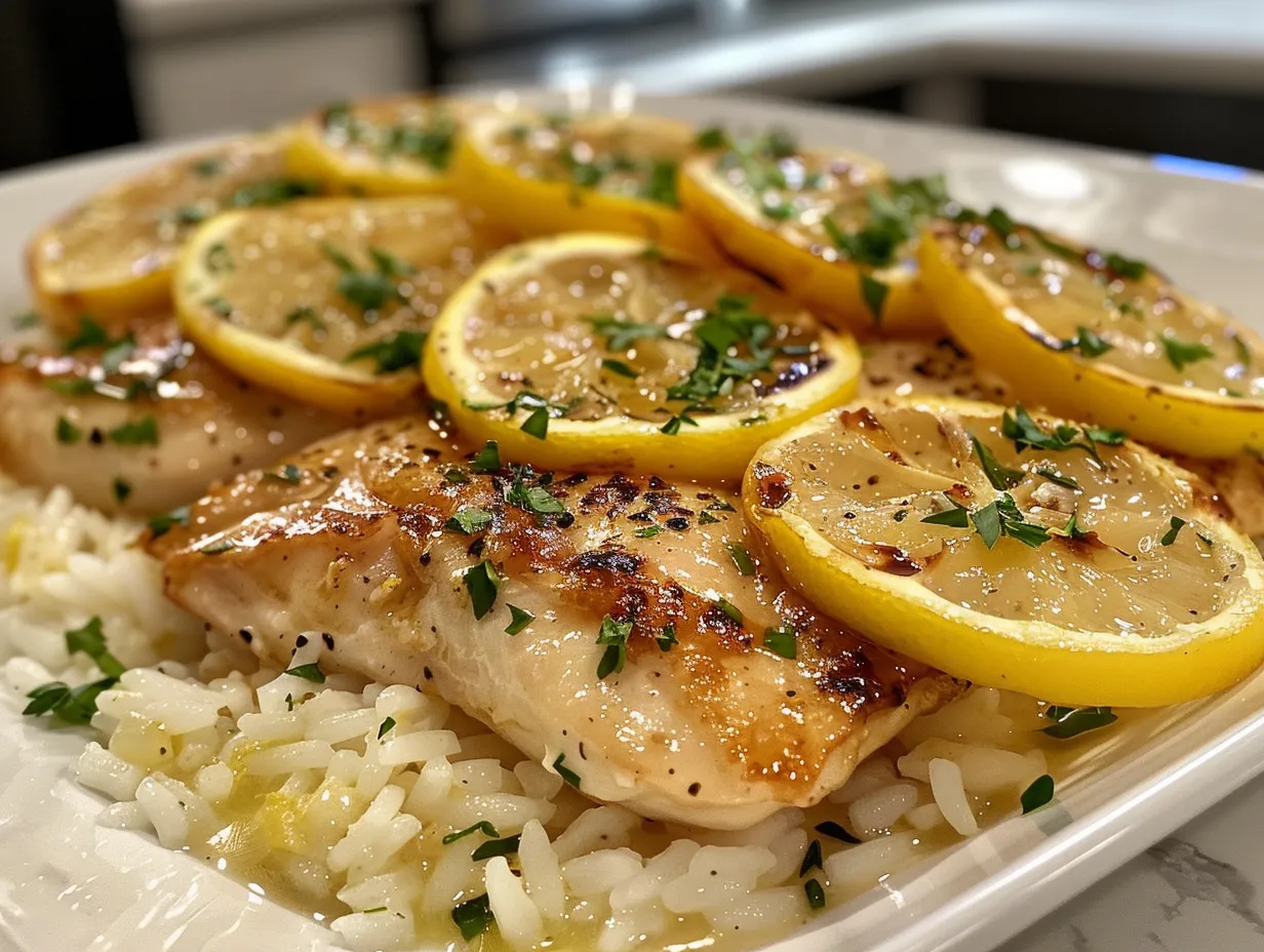 Creamy Lemon Garlic Chicken with Rice
