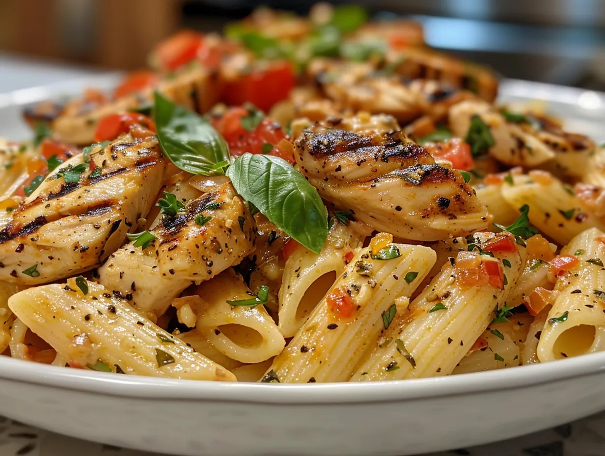 Delicious Plating of Loaded Herb Grilled Chicken Pasta