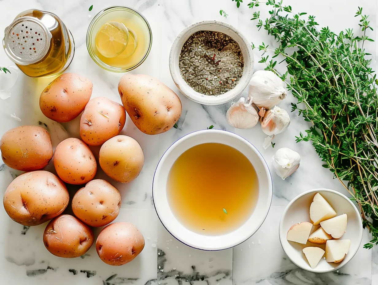 fresh ingredients for chicken soup with potatoes