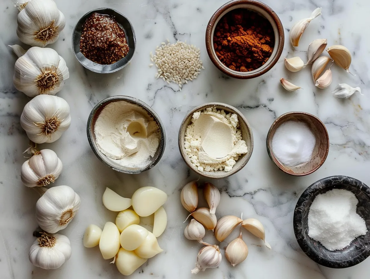 fresh ingredients for french garlic soup
