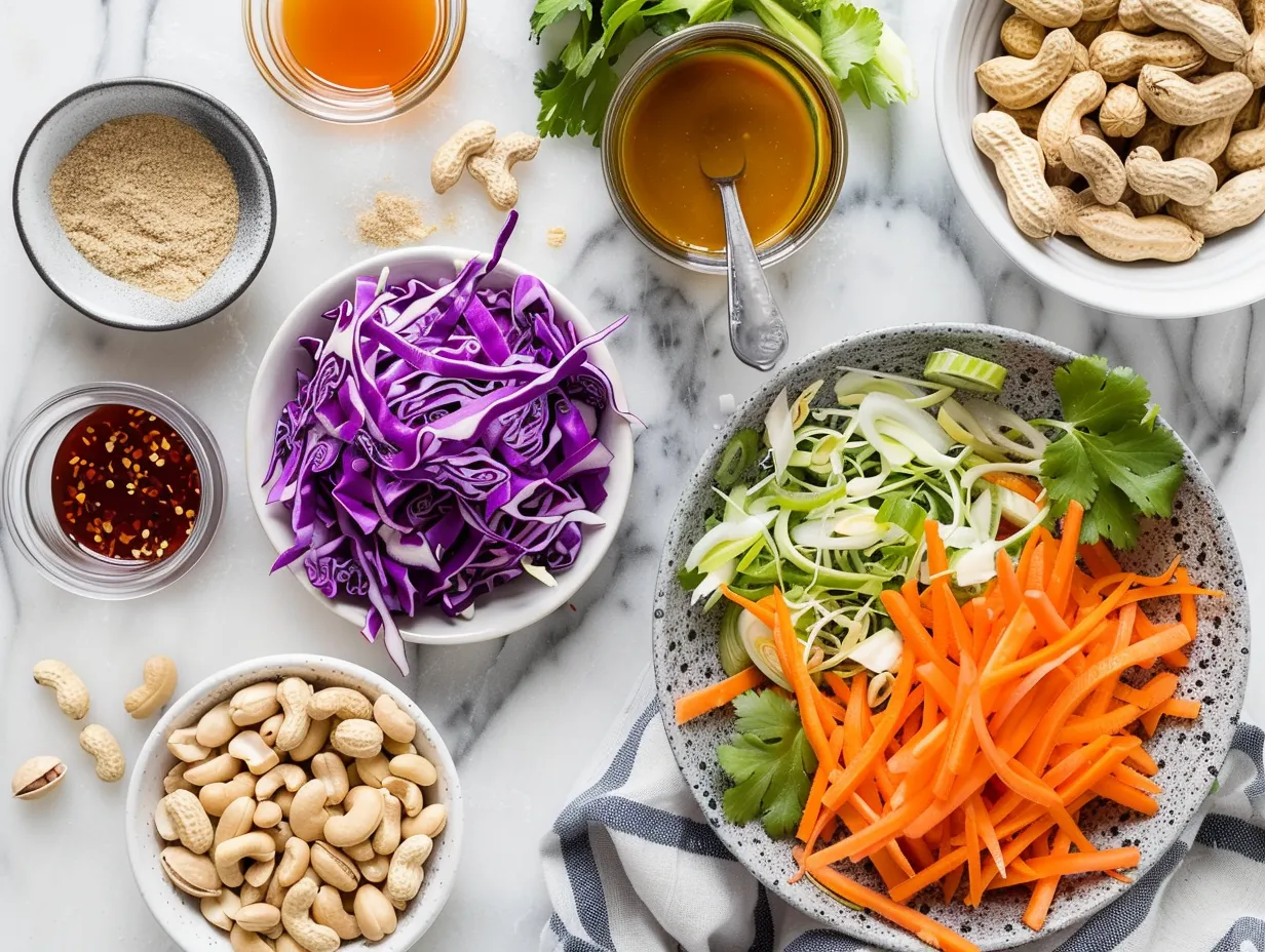 Fresh ingredients for Peanut Crunch Salad