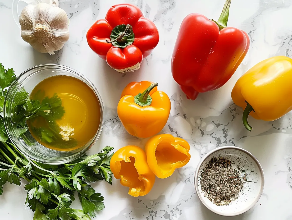 Fresh ingredients for stuffed pepper soup