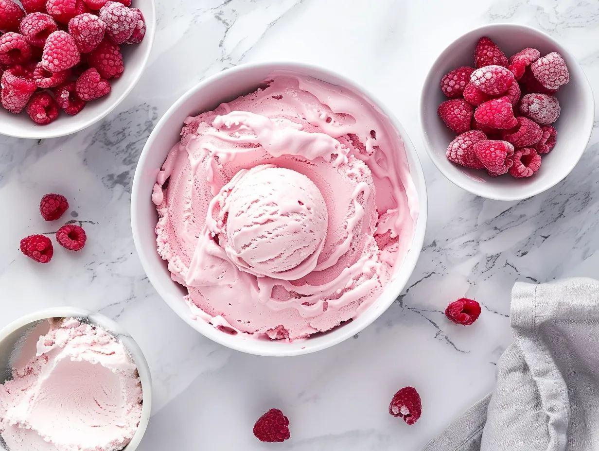 Fresh Raspberry Swirl Ice Cream Ingredients