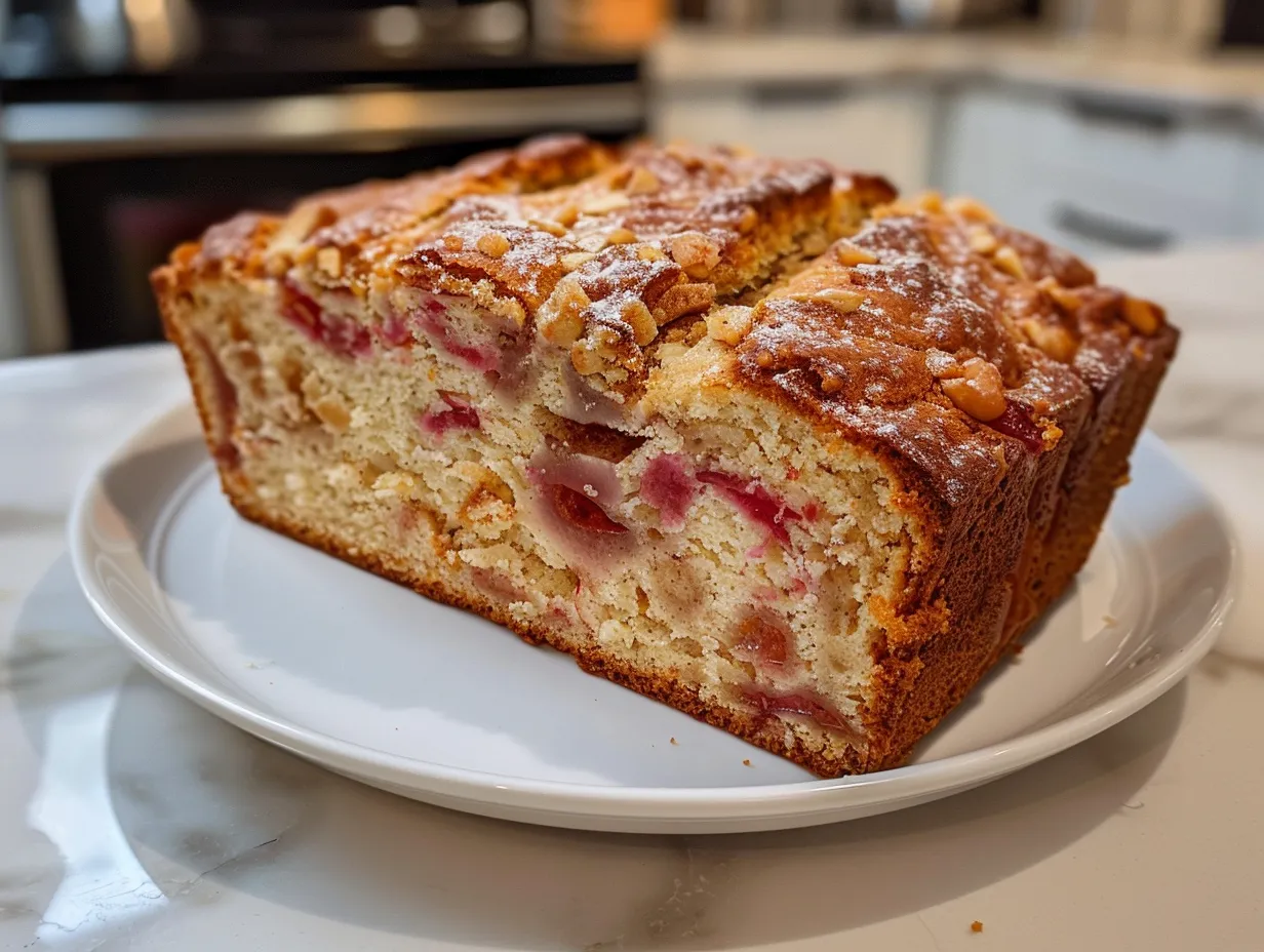 Freshly Baked Cinnamon Rhubarb Bread