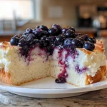 Homemade Blueberry Angel Food Cake on Display