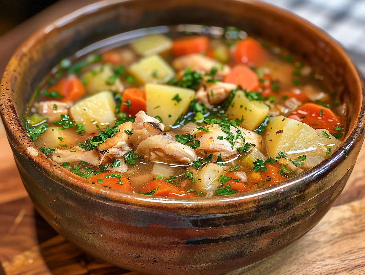 homemade chicken soup with potatoes