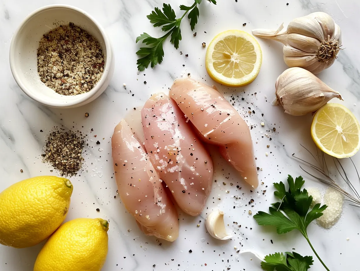 Ingredients for Creamy Lemon Garlic Chicken and Rice