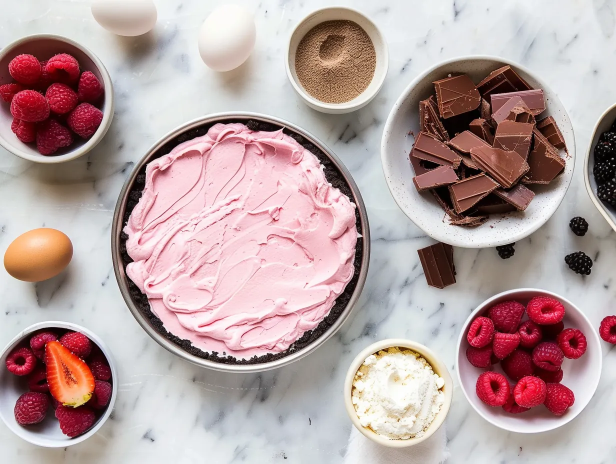 Ingredients for No-Bake Pink Cheesecake