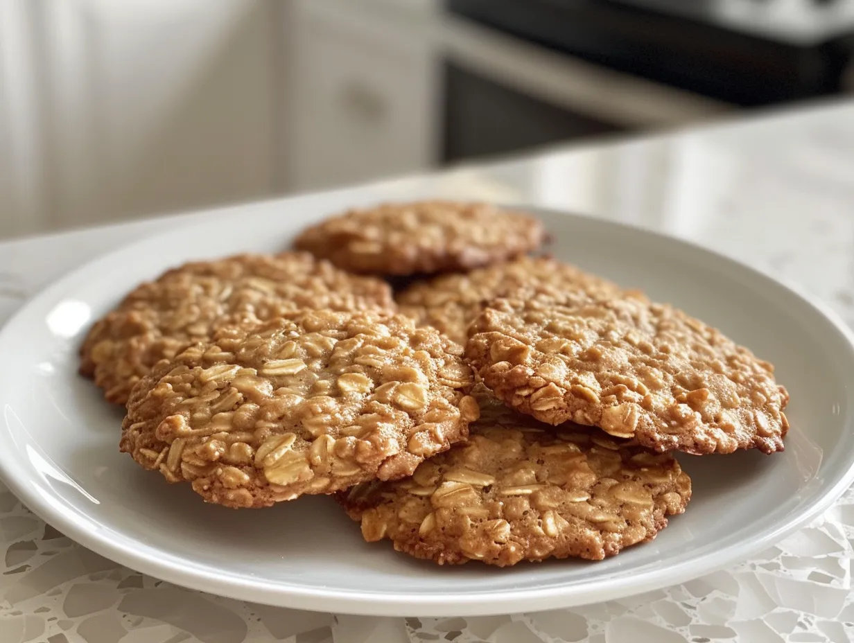 Plate of Freshly Baked Soft Oatmeal Cookies