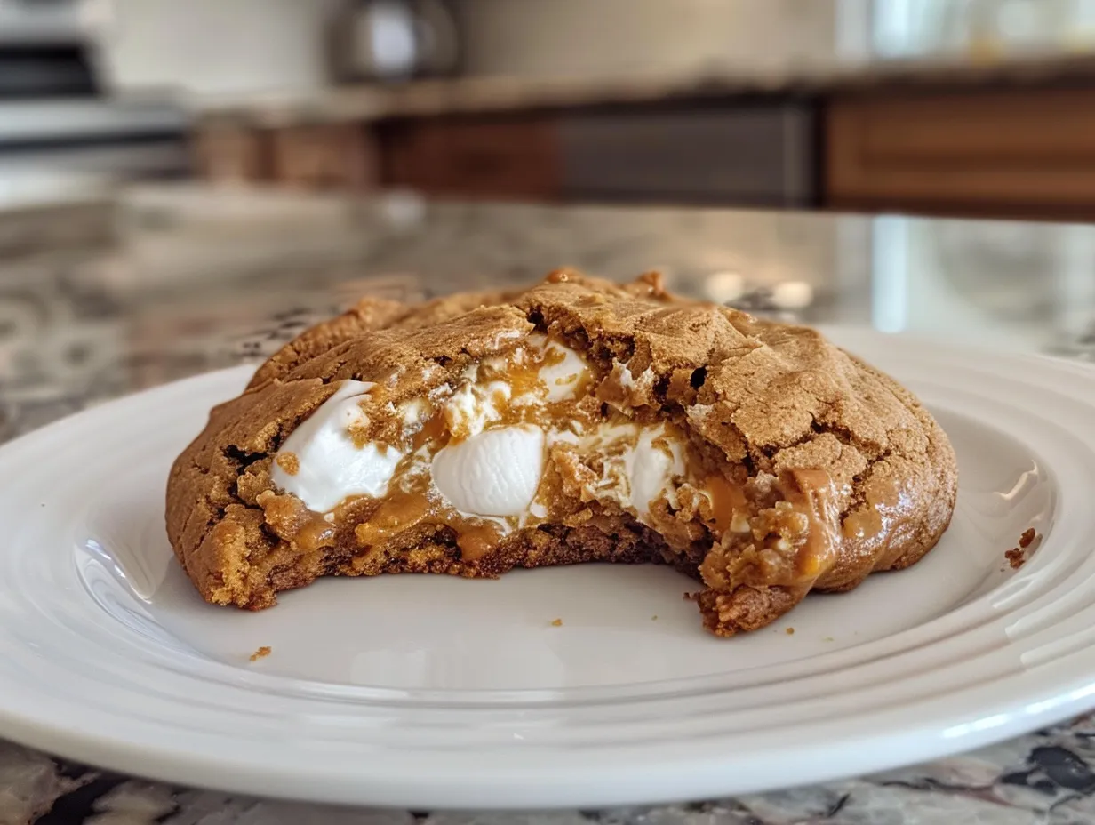 Pumpkin Smores Cookies with Marshmallow Pull