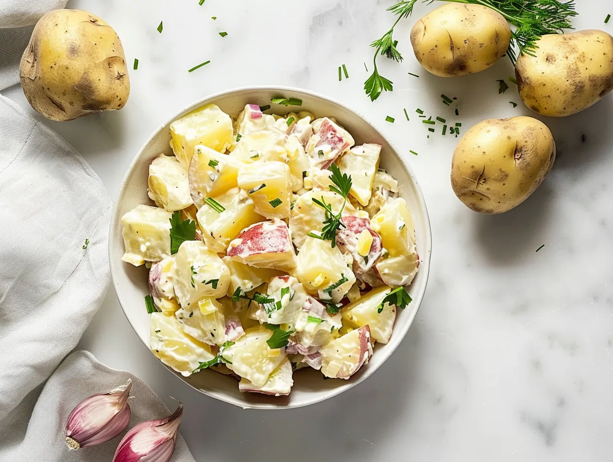 raw ingredients for baked potato salad