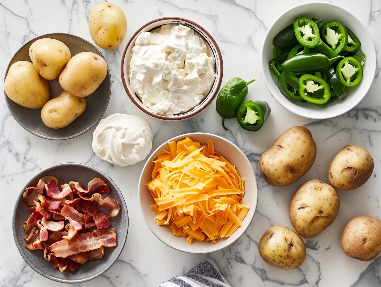 raw ingredients for jalapeyo popper potato salad