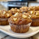 Spiced Pear Muffins on a Wooden Cutting Board