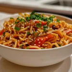 Bowl of Delicious Teriyaki Noodles with Veggies