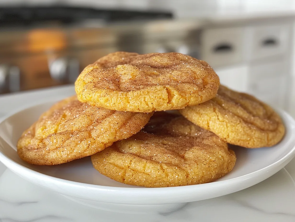 Close-up of Fresh Pumpkin Snickerdoodle Cookies
