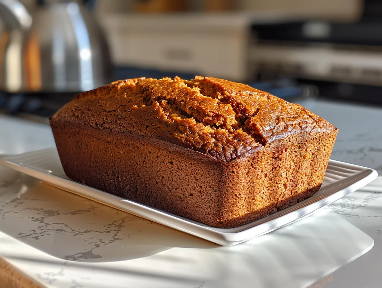 Close up shot of sliced homemade pumpkin bread