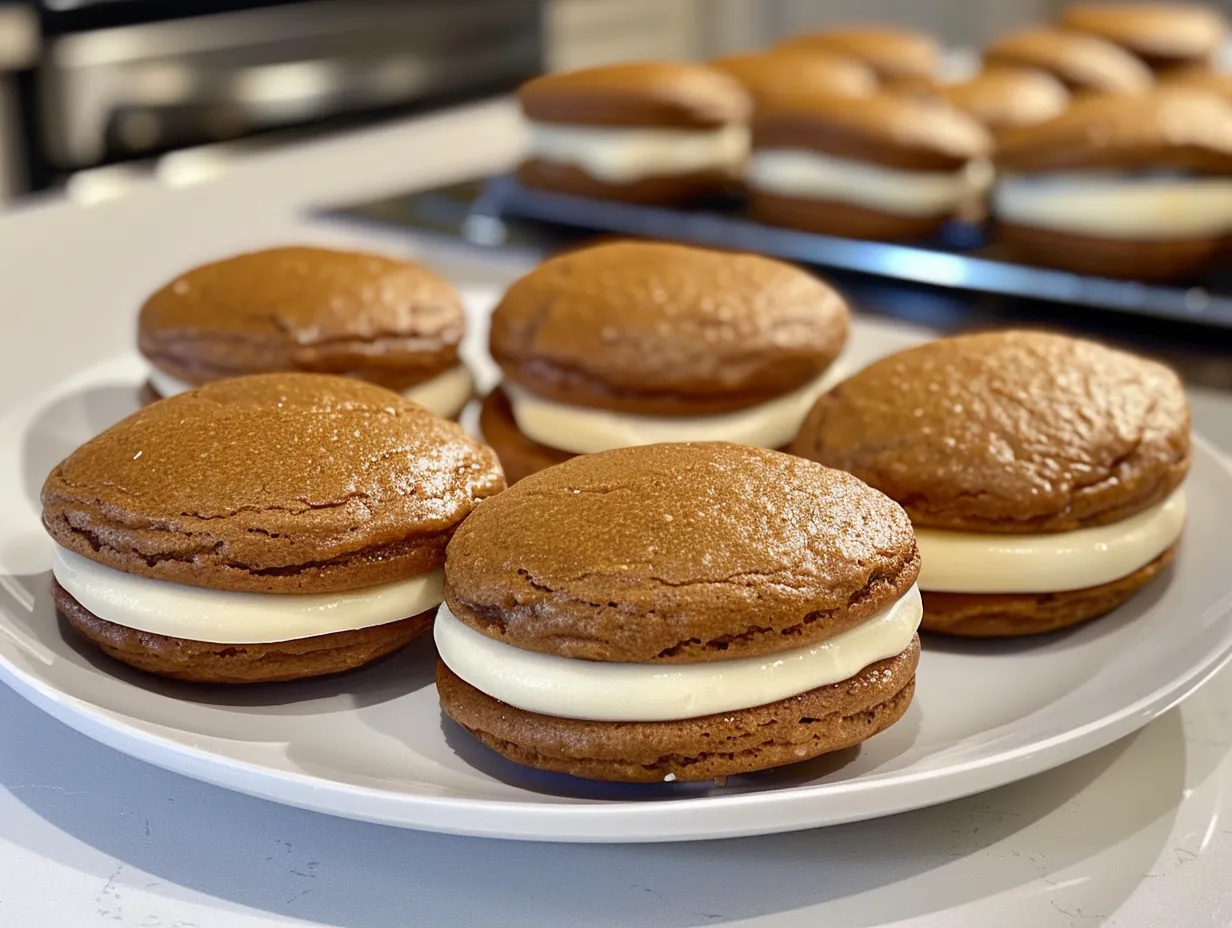 Delectable pumpkin whoopie pies with maple cream cheese
