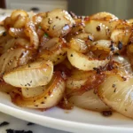 Delicious close up shot of caramelized onions