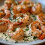 Delicious One Pan Dairy Free Creamy Garlic Shrimp Plated
