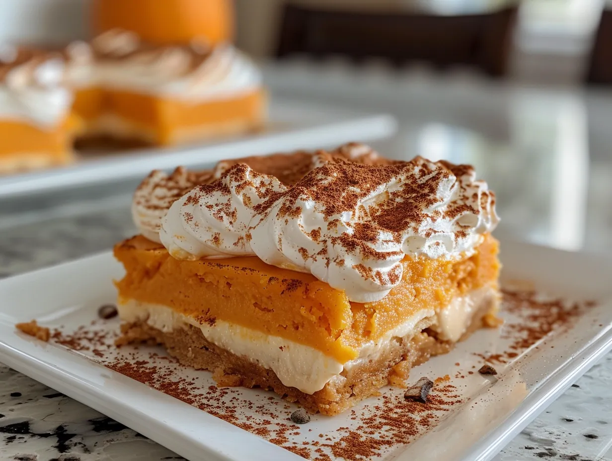 Delicious Slice of Pumpkin Lush Dessert