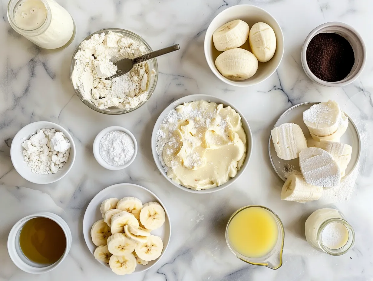 fresh ingredients for banana pudding cheesecake