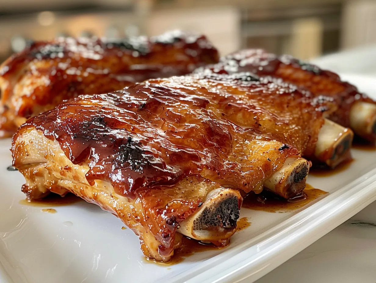 Homemade Crockpot BBQ Chicken on a White Plate