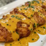 Homemade Pretzel Chicken with Cheese Sauce